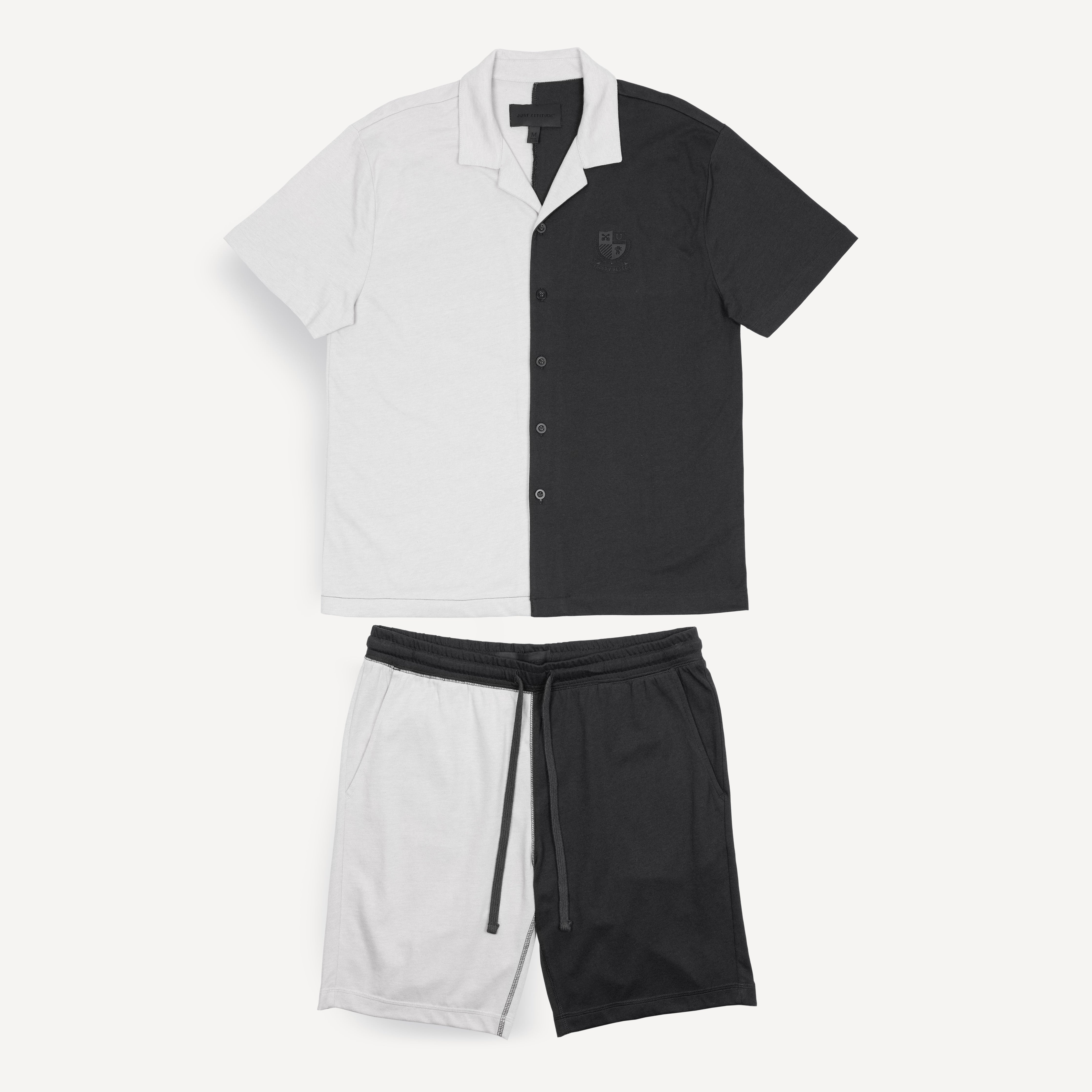 Mens Knit Camp Shirt and Short Set Vapor Blue / Woodland Grey Ravelheart