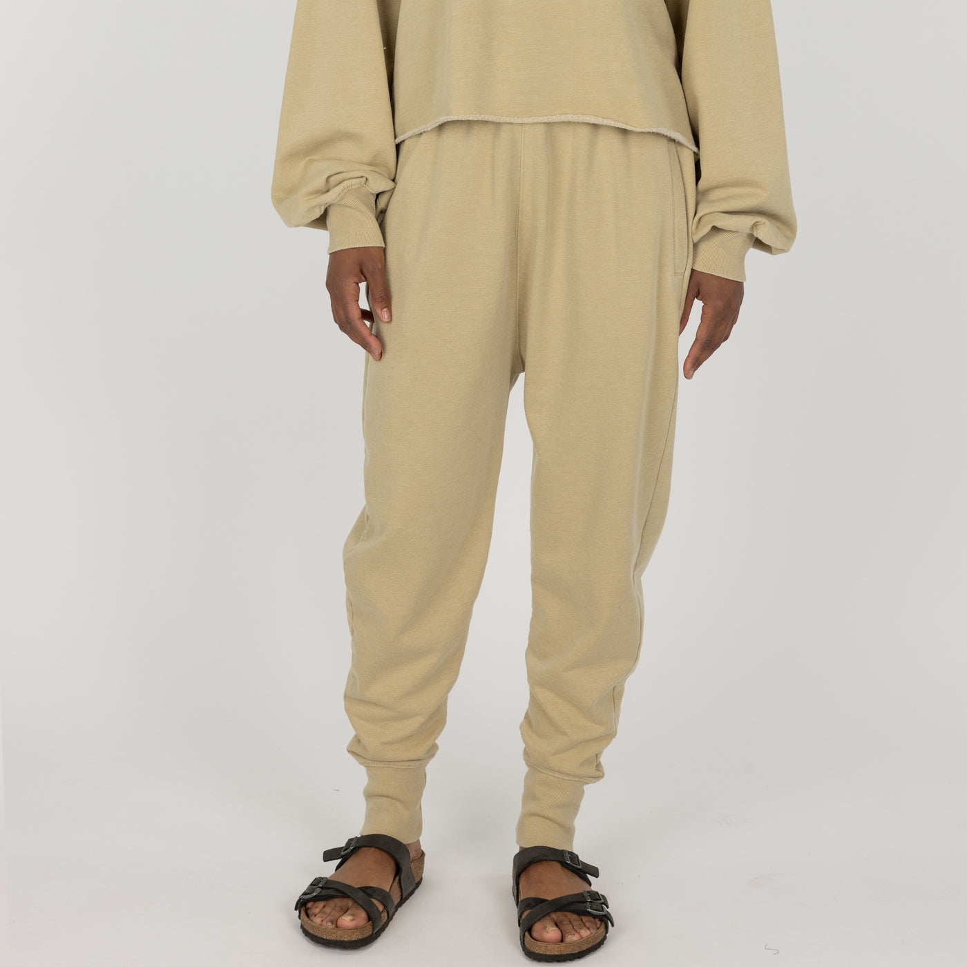 Womens Washed Harem Jogger - Pale Khaki