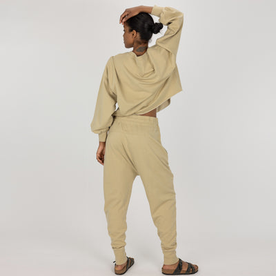 Womens Washed Harem Jogger - Pale Khaki