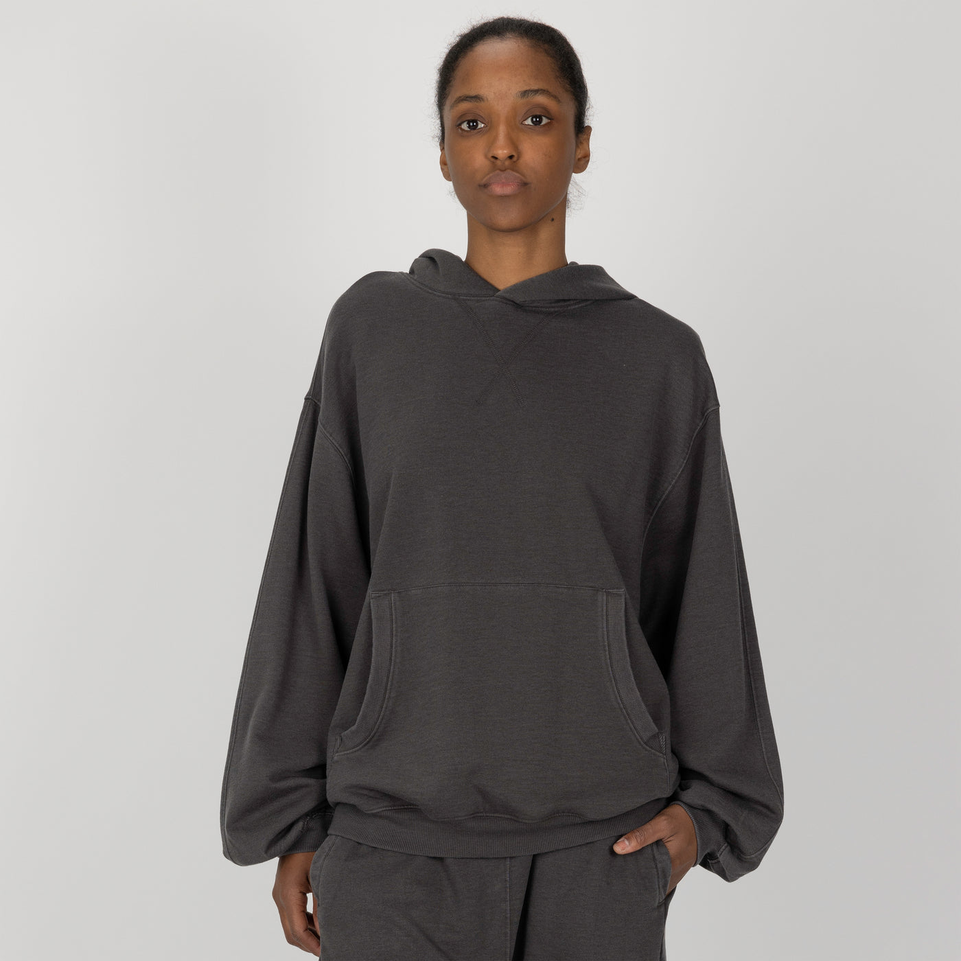 Womens Washed Oversized Hoodie - Pirate Black