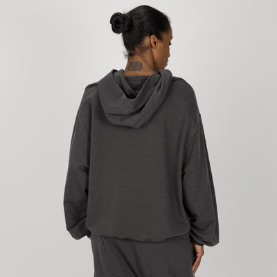 Womens Washed Oversized Hoodie - Pirate Black