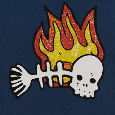 Premium Heavy Cotton Boxy Fit Discharge Print Tee - Key Largo / Flame and Skeleton