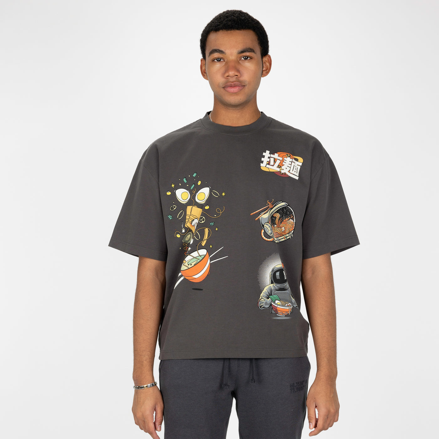 Premium Heavy Cotton Boxy Fit Discharge Print Tee - Unexplored / Astronaut