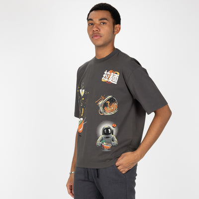 Premium Heavy Cotton Boxy Fit Discharge Print Tee - Unexplored / Astronaut