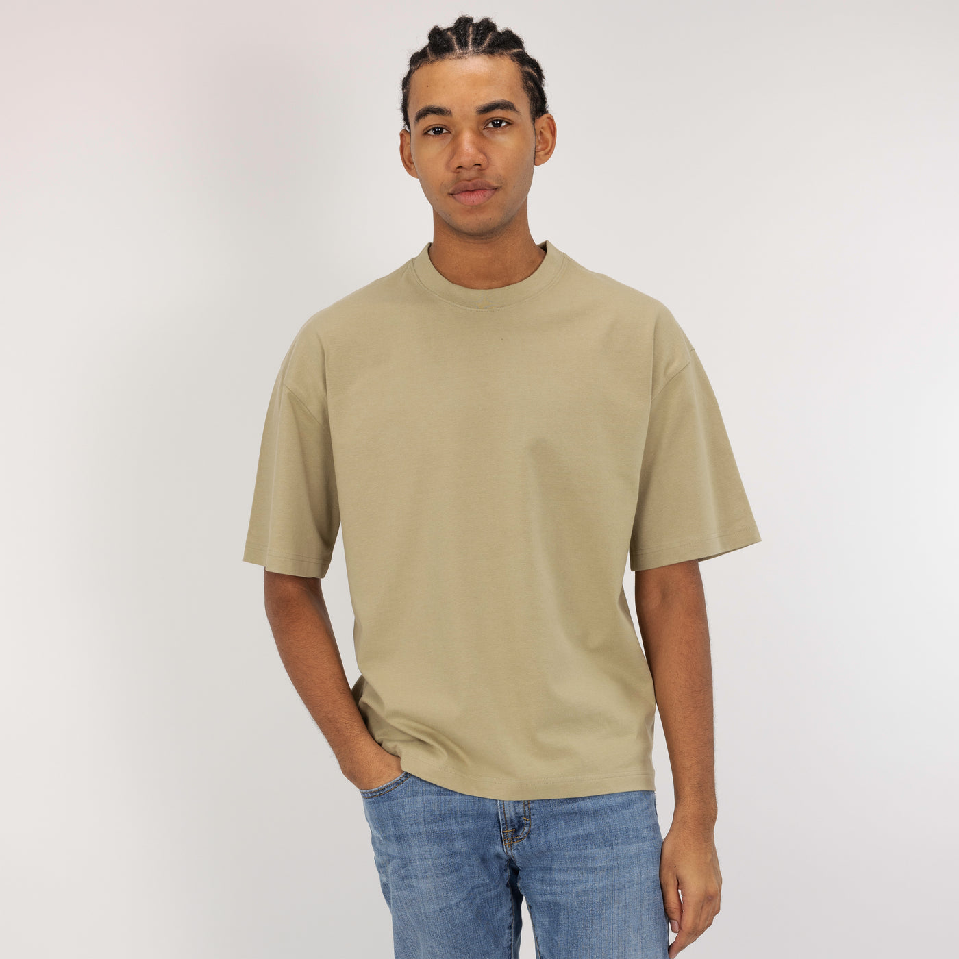 Premium Heavy Cotton Solid Color Boxy Fit Tee - Elm