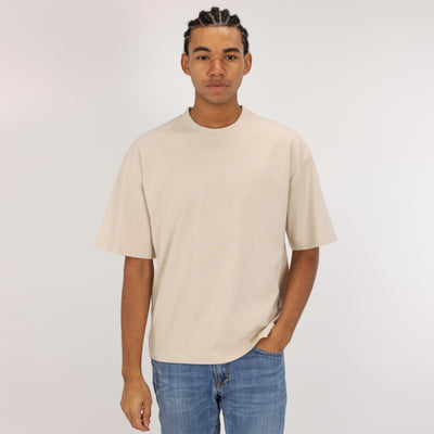 Premium Heavy Cotton Solid Color Boxy Fit Tee - Oatmeal