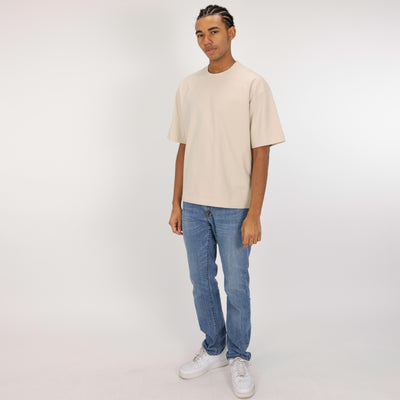 Premium Heavy Cotton Solid Color Boxy Fit Tee - Oatmeal