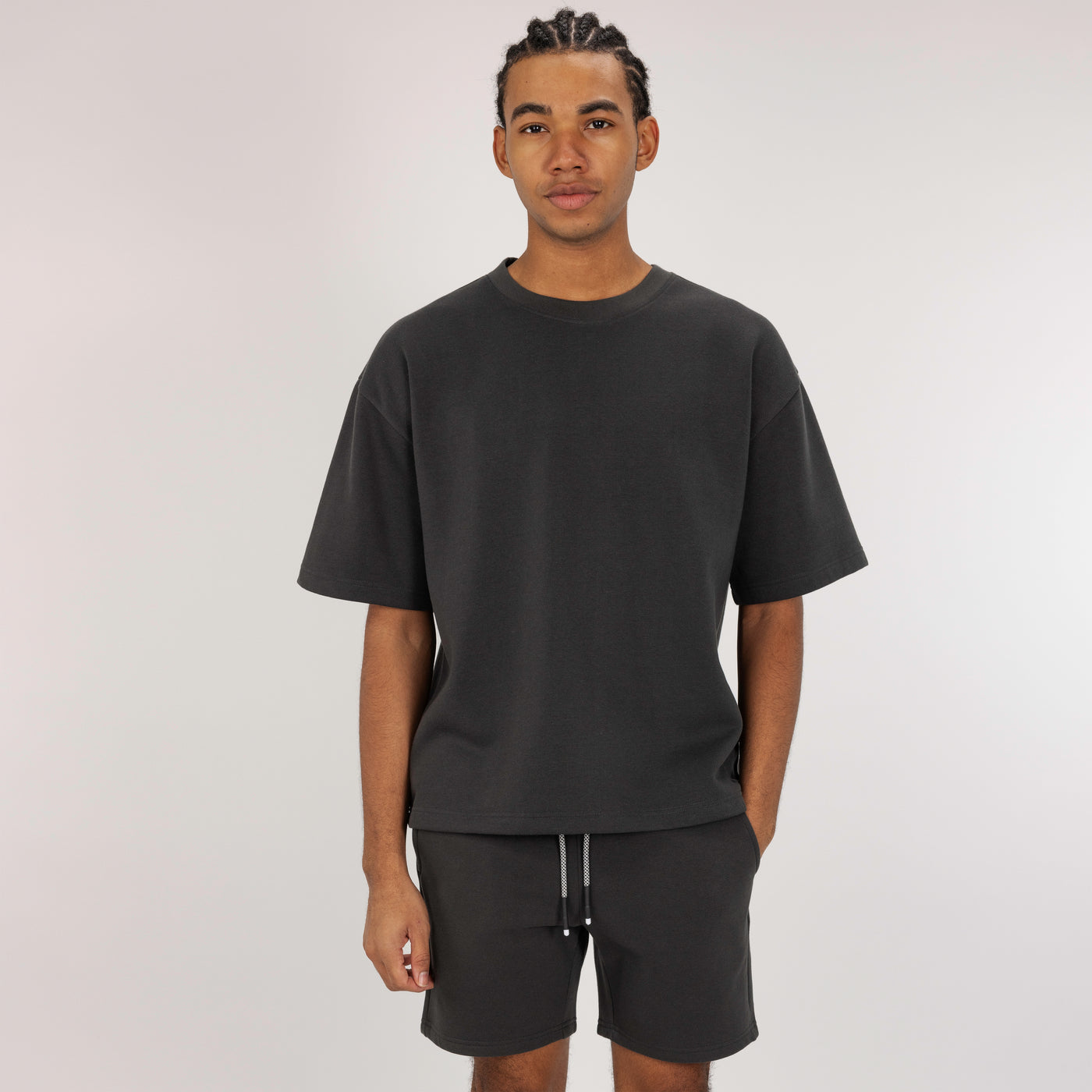 Fleece Solid Boxy Tee - Beluga