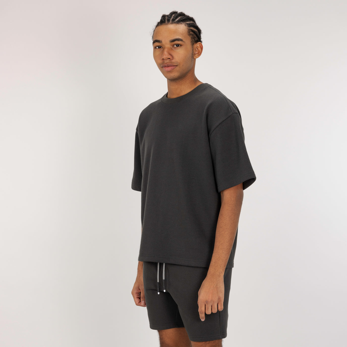 Fleece Solid Boxy Tee - Beluga