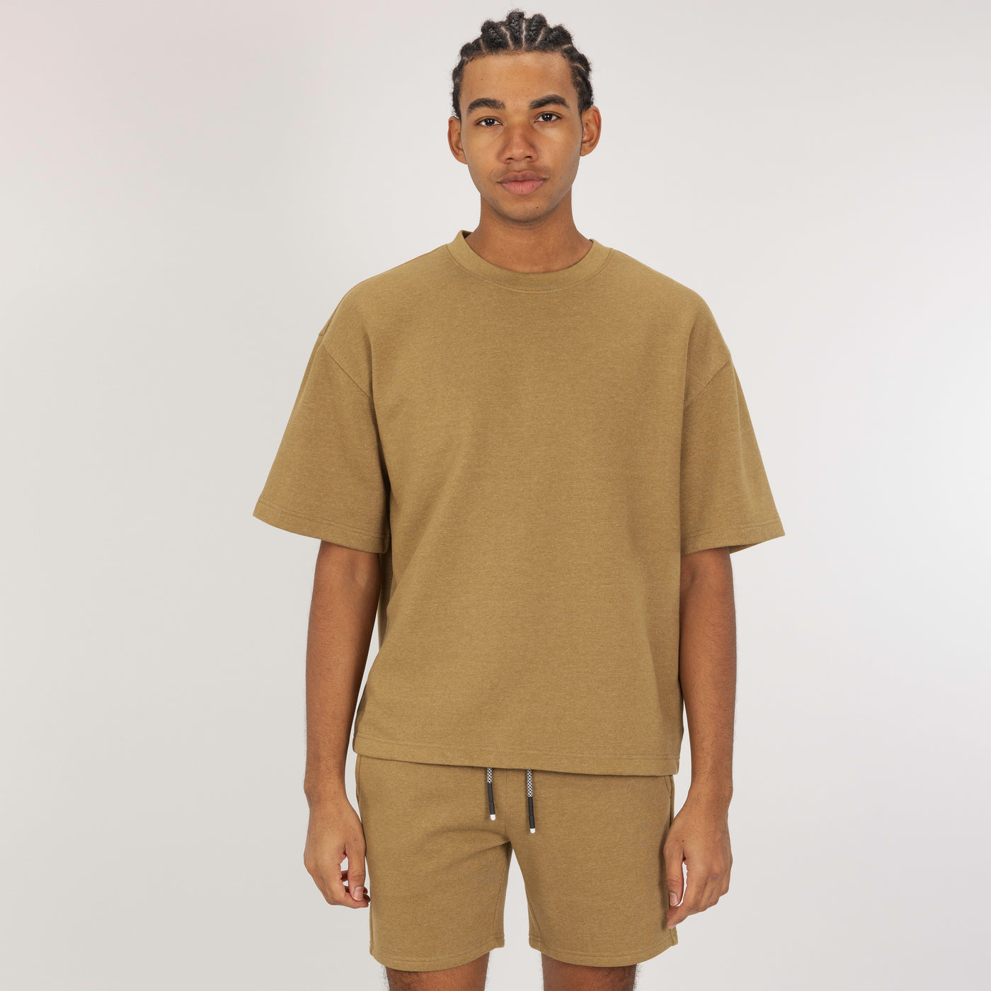 Fleece Solid Boxy Tee - Fennel Seed