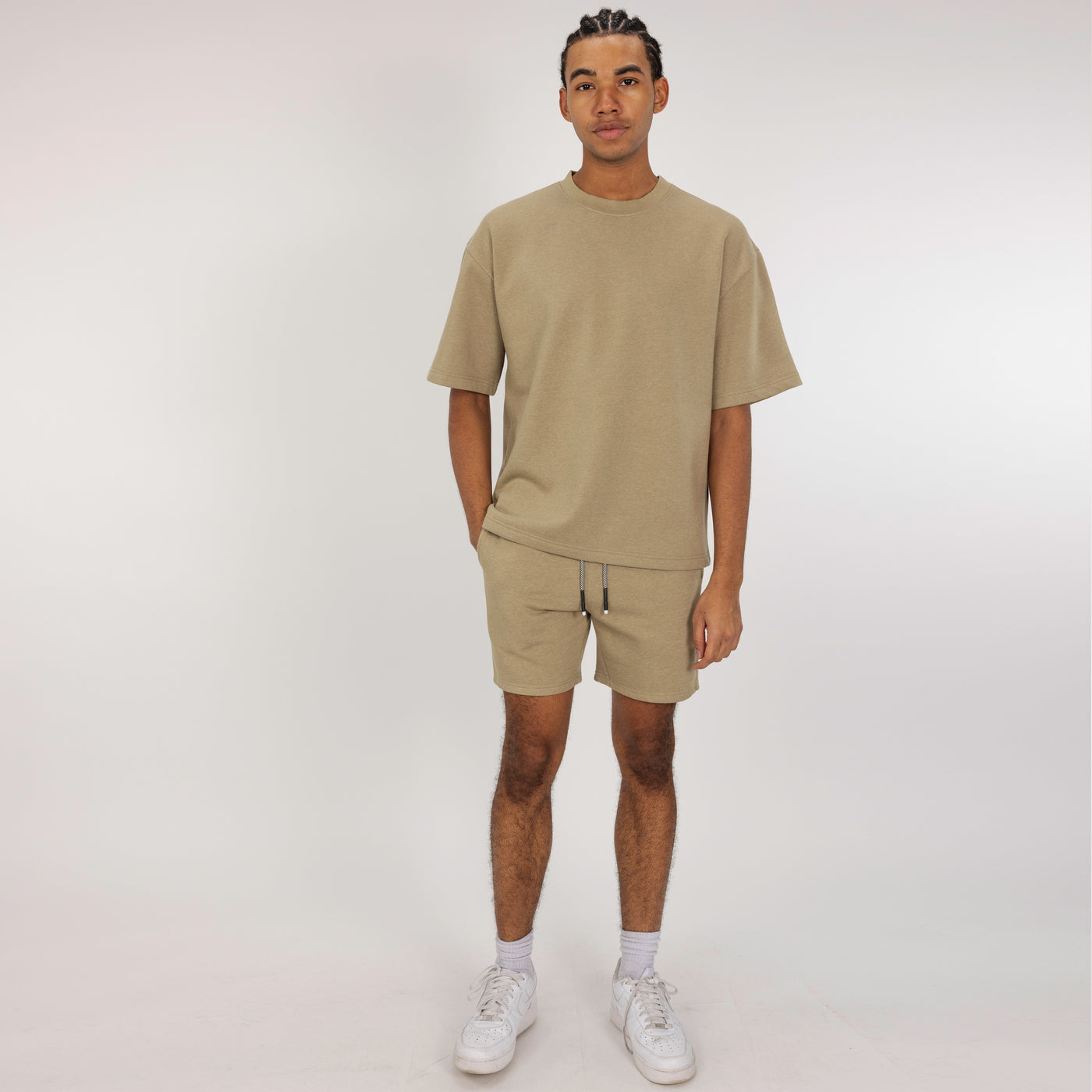 Fleece Solid Boxy Tee - Elm