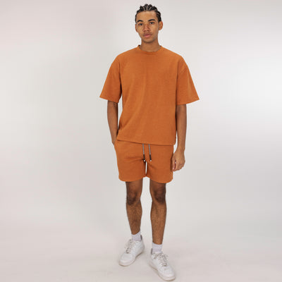 Fleece Solid Boxy Tee - Amber Brown