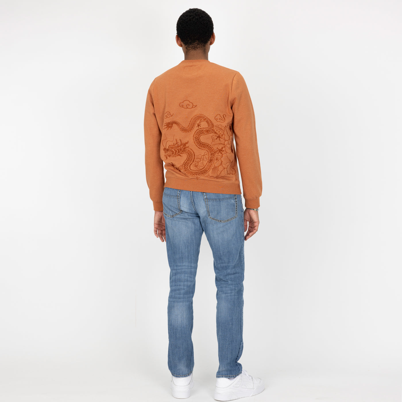 Embroidered Back Sweatshirt  - Amber Brown / Dragon