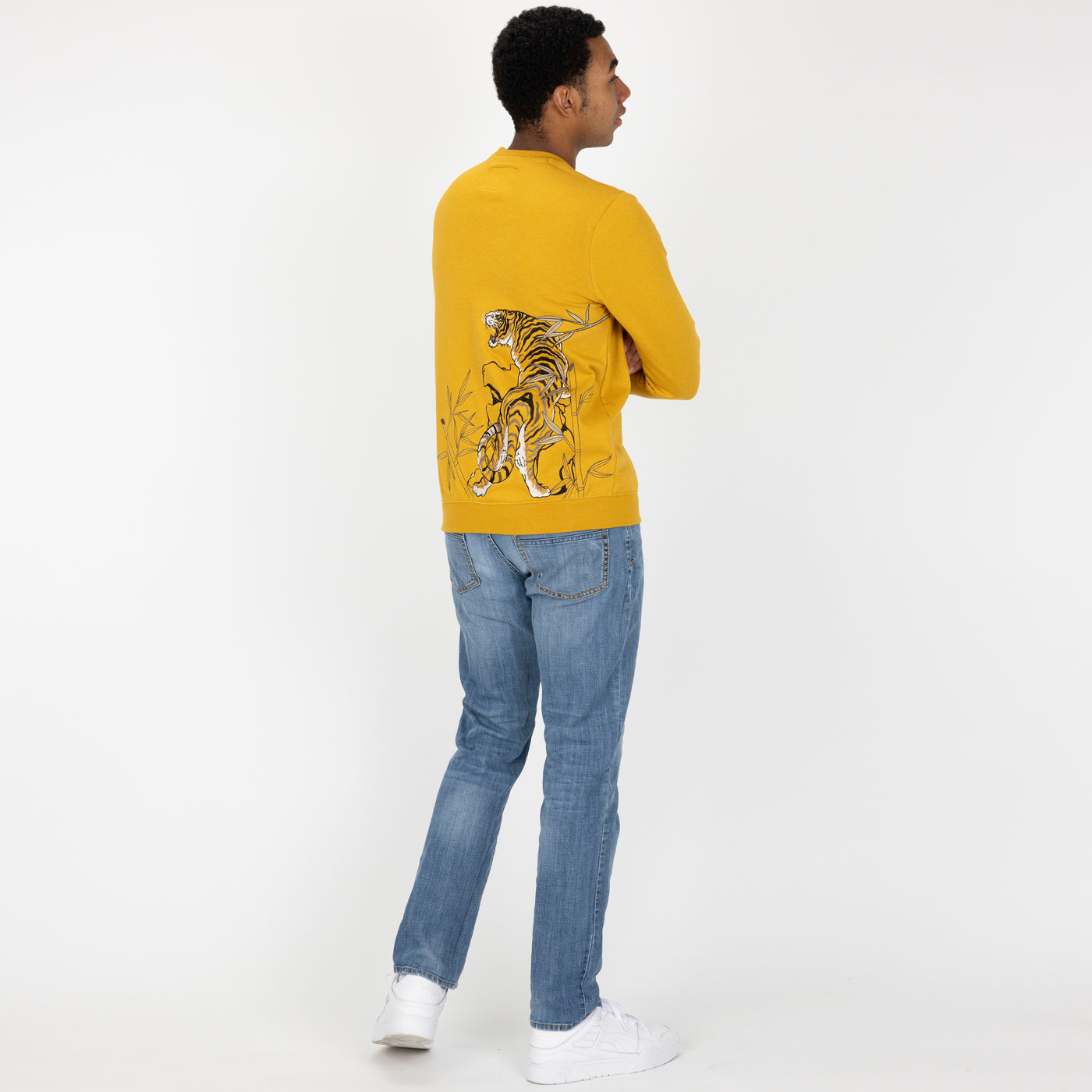 Embroidered Back Sweatshirt  - Tawny Olive / Tiger