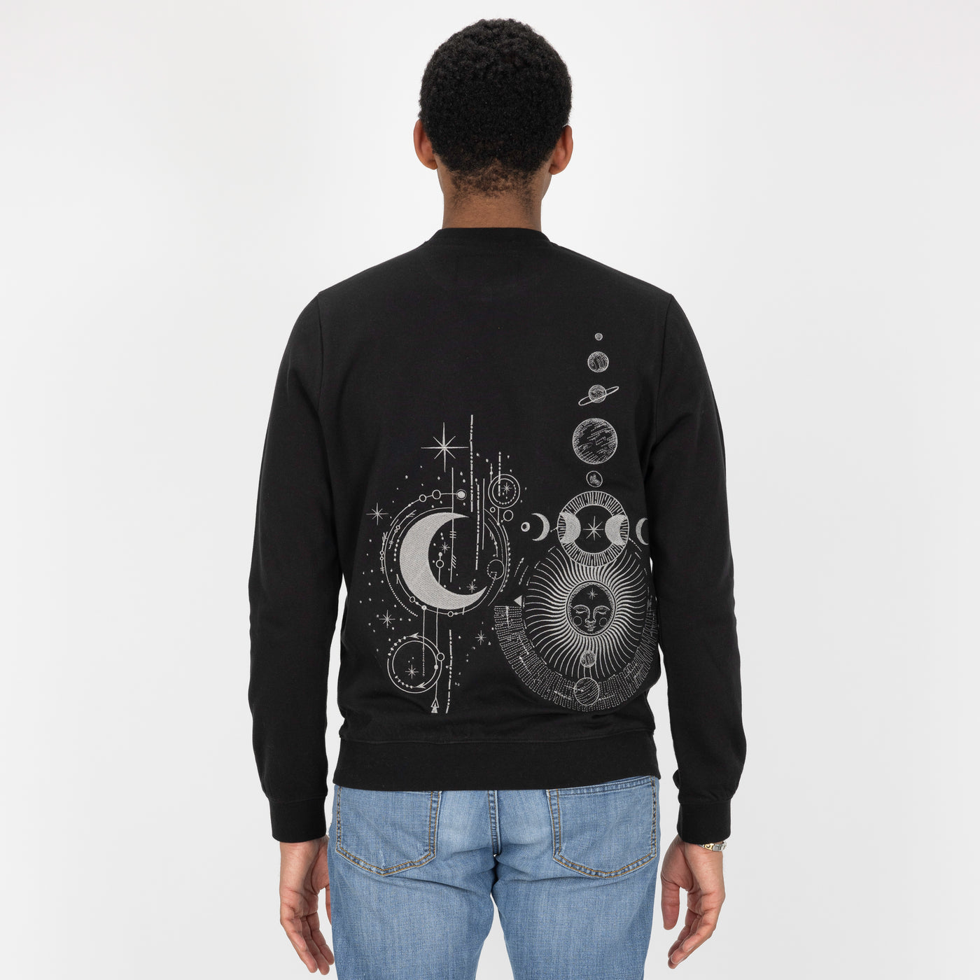 Embroidered Back Sweatshirt  - Black / Celestial