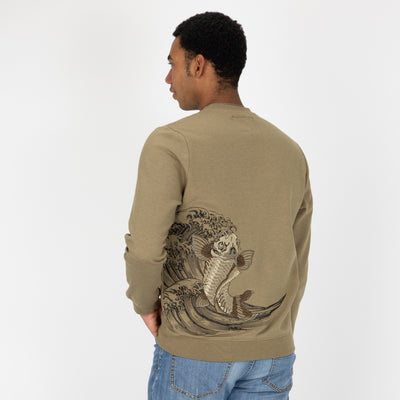 Embroidered Back Sweatshirt  - Elmwood / Koi