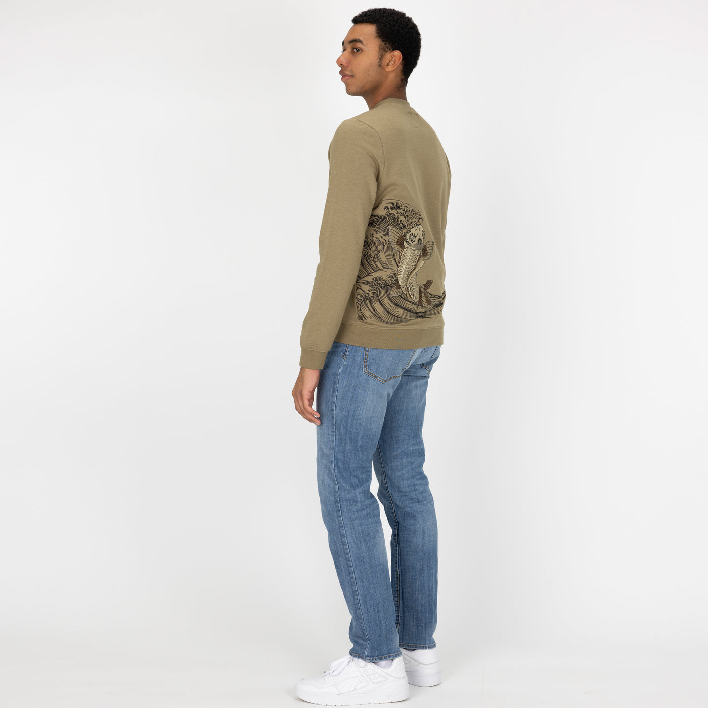 Embroidered Back Sweatshirt  - Elmwood / Koi