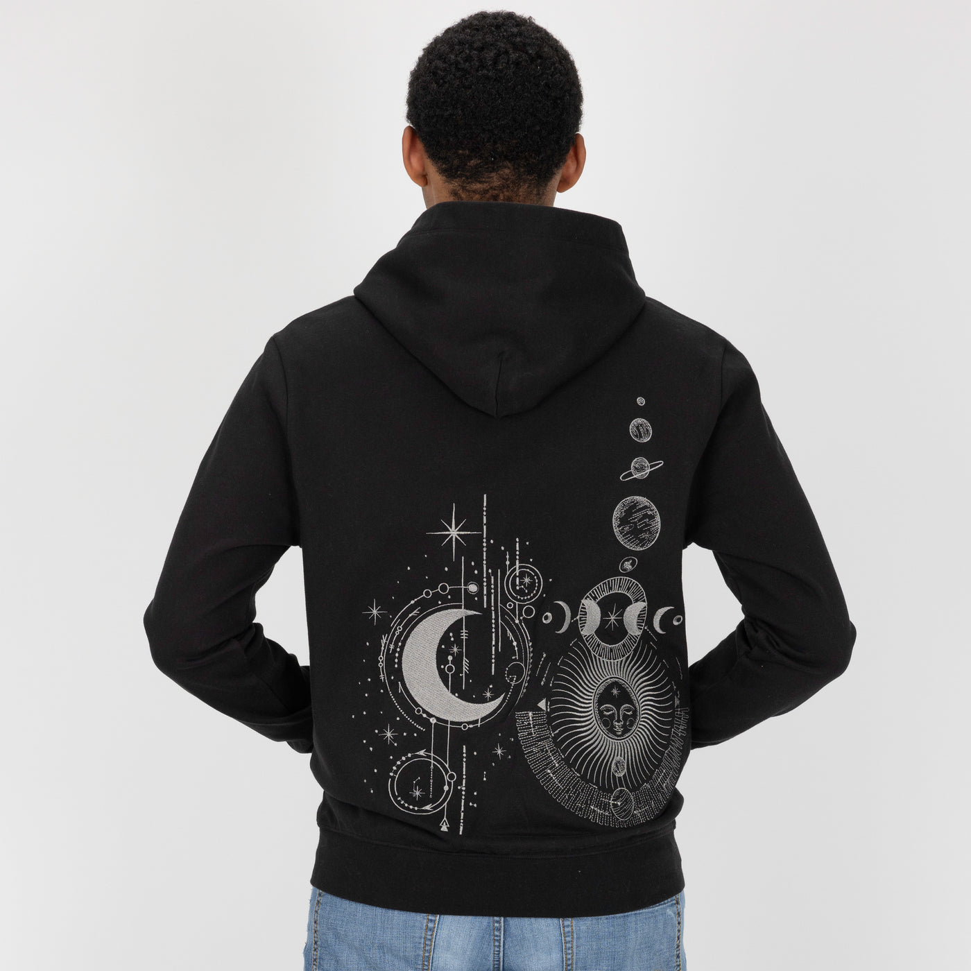 Embroidered Back Hoodie - Black / Celestial