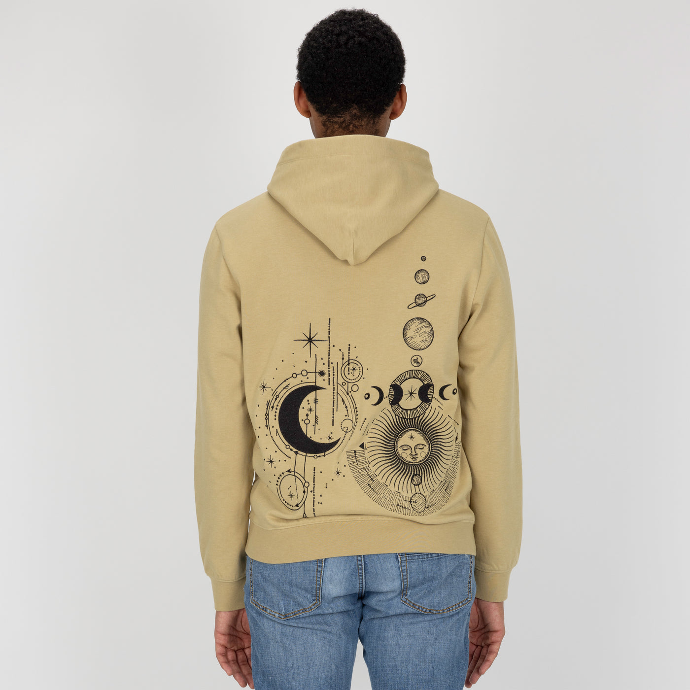 Embroidered Back Hoodie - Pale Khaki / Celestial