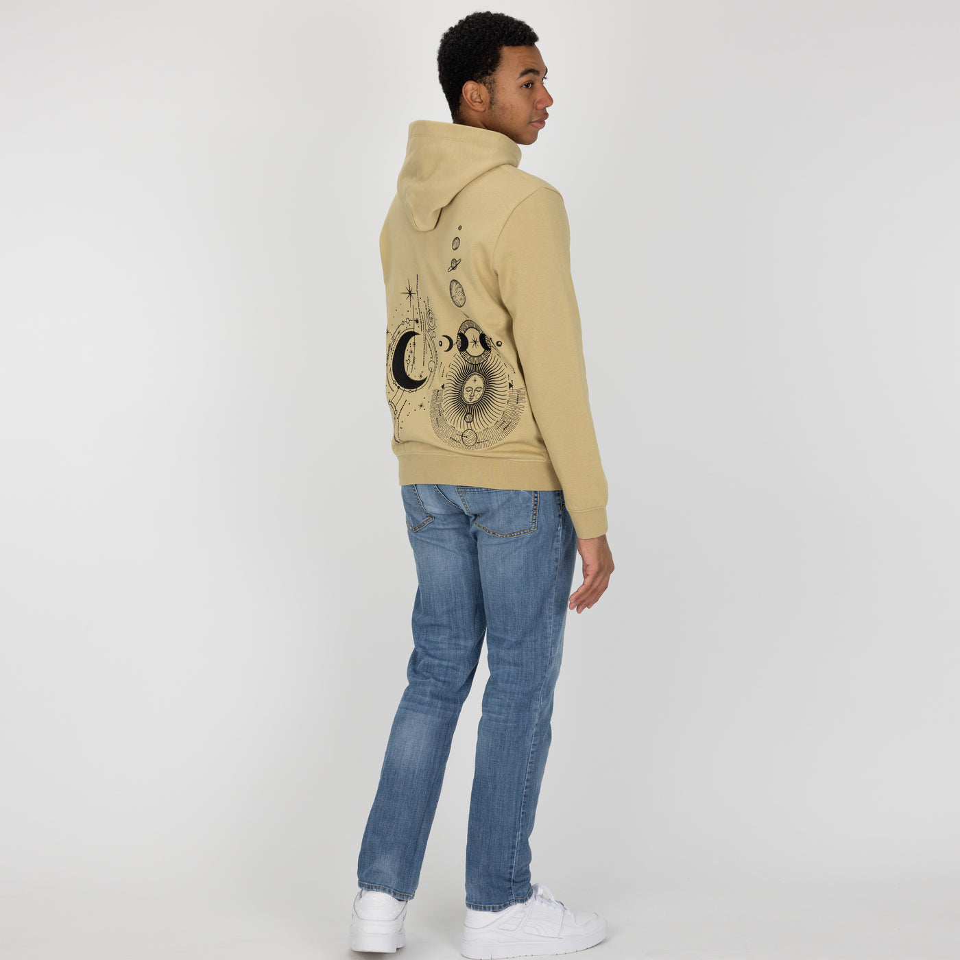 Embroidered Back Hoodie - Pale Khaki / Celestial