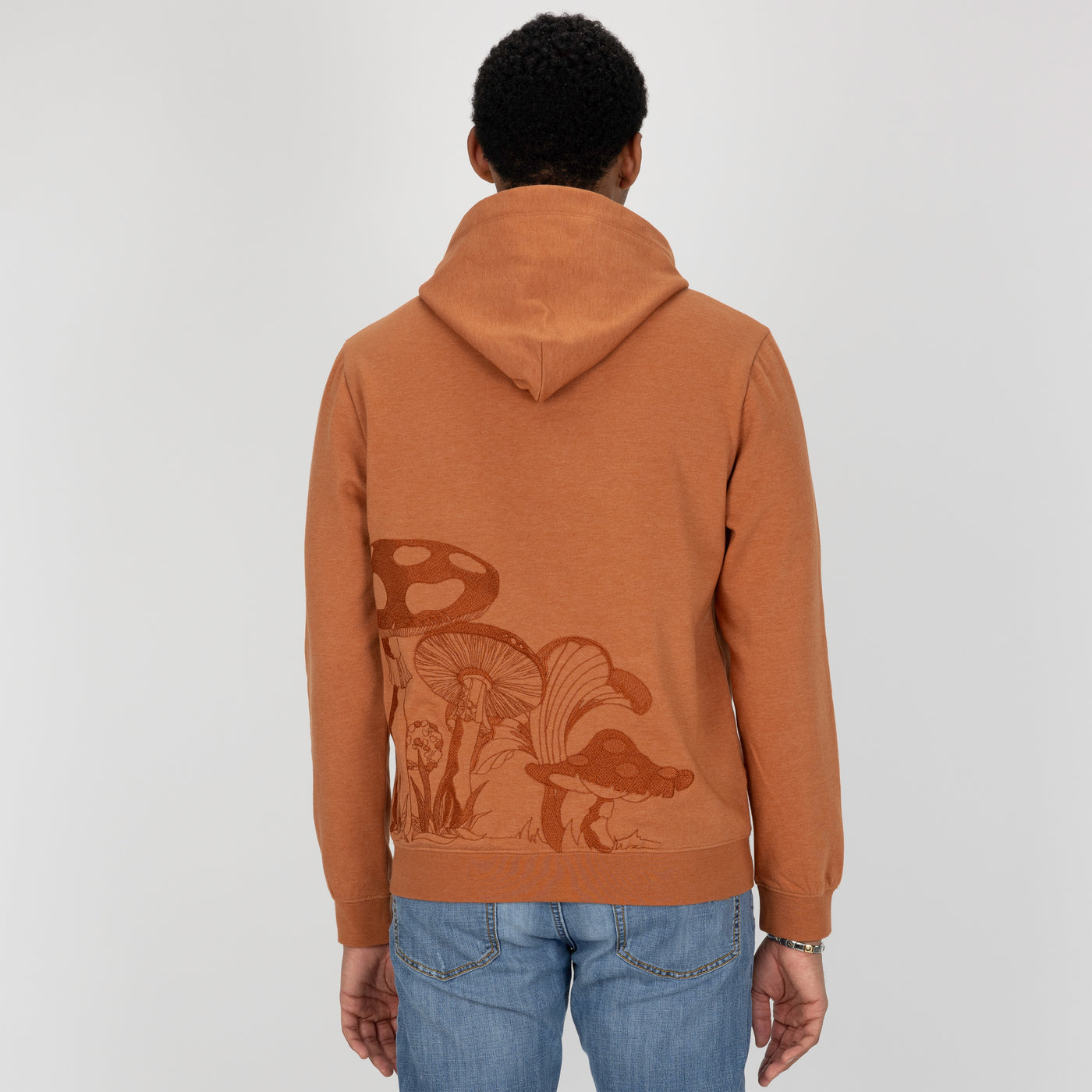 Embroidered Back Hoodie - Amber Brown / Mushroom