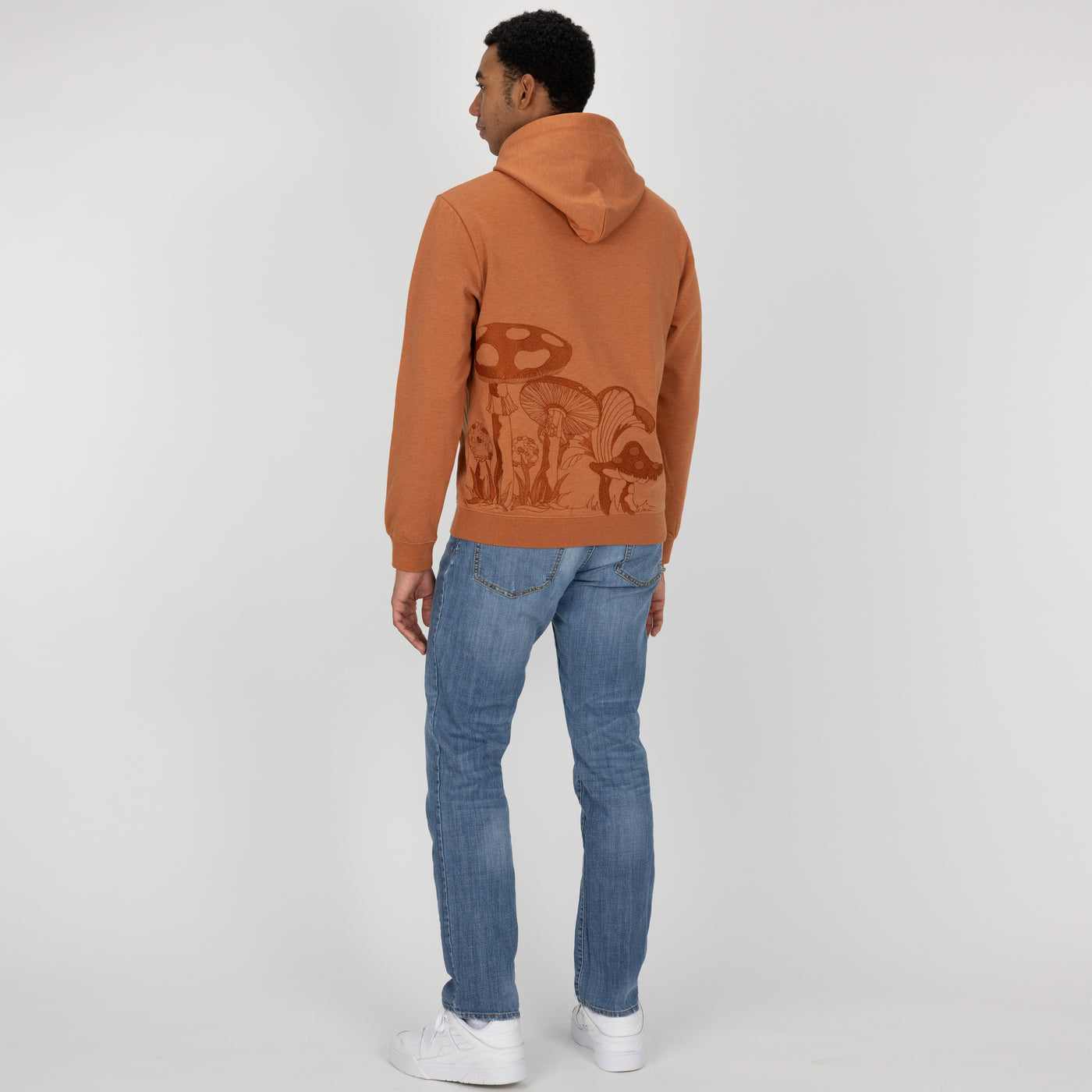 Embroidered Back Hoodie - Amber Brown / Mushroom