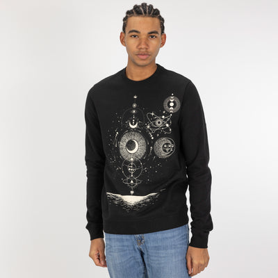 Graphic Wraparound Crewneck Pullover Sweatshirt - Black / Celestial