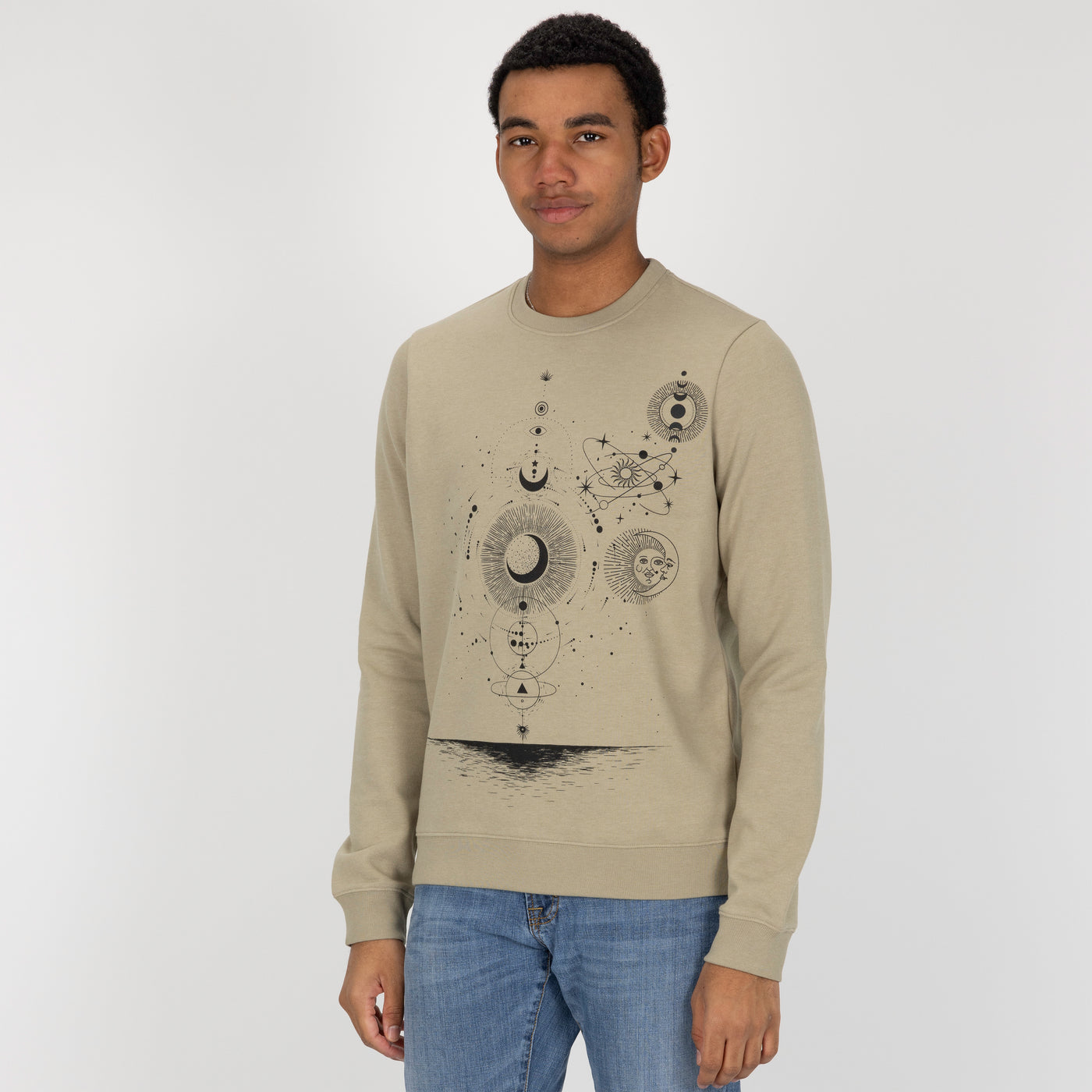 Graphic Wraparound Crewneck Pullover Sweatshirt - Elm / Celestial