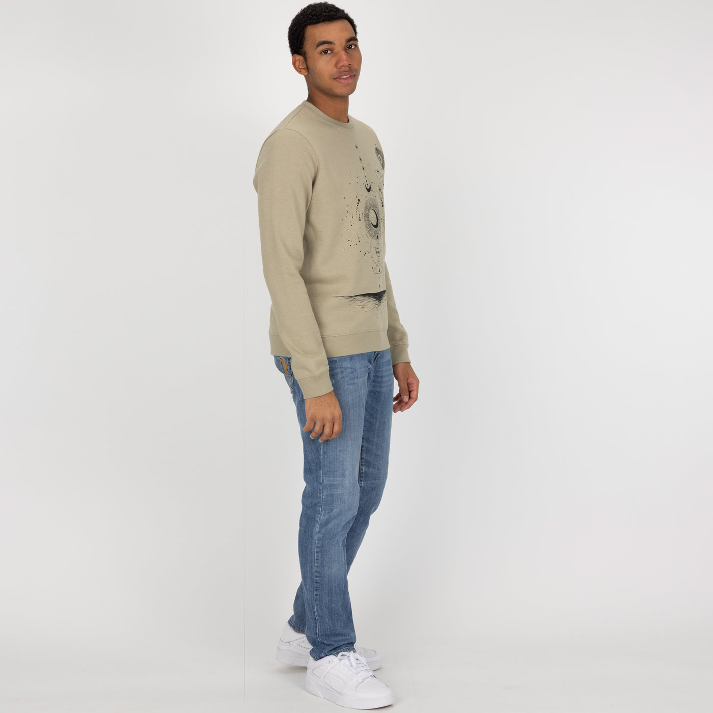 Graphic Wraparound Crewneck Pullover Sweatshirt - Elm / Celestial