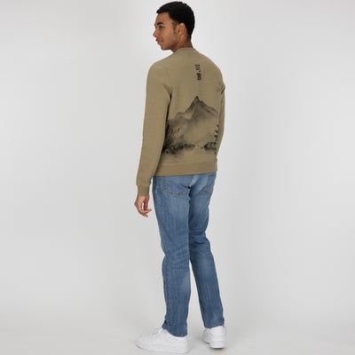 Graphic Wraparound Crewneck Pullover Sweatshirt - Elmwood / Asian