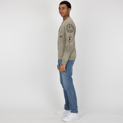 Mens Graphic Wraparound Crewneck Pullover Sweatshirt - London Fog / Celestial