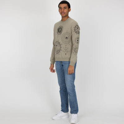 Mens Graphic Wraparound Crewneck Pullover Sweatshirt - London Fog / Celestial