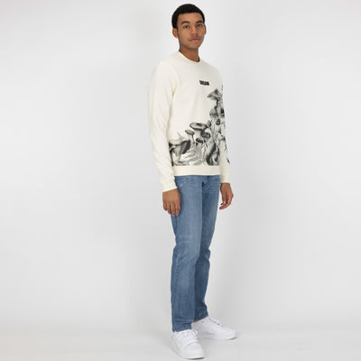 Graphic Wraparound Crewneck Pullover Sweatshirt - Tofu / Mushroom