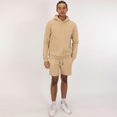 Embroidered Front Hoodie  - Pale Khaki / Dragon