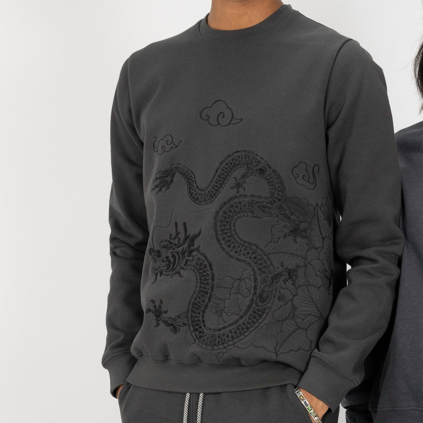 Embroidered Front Sweatshirt  - Beluga / Dragon