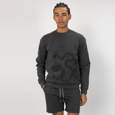 Embroidered Front Sweatshirt  - Beluga / Dragon