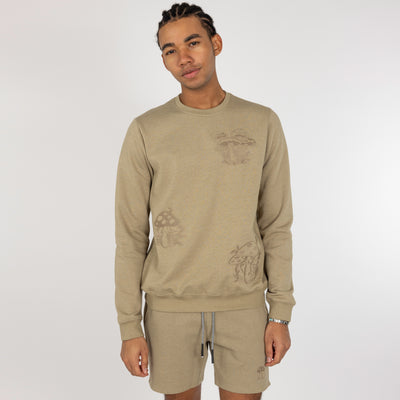 Embroidered Front Sweatshirt  - Elm / Mushroom