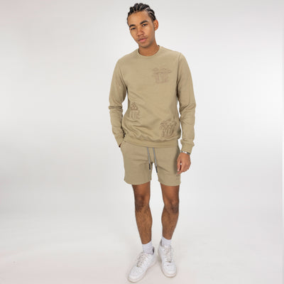 Embroidered Front Sweatshirt  - Elm / Mushroom