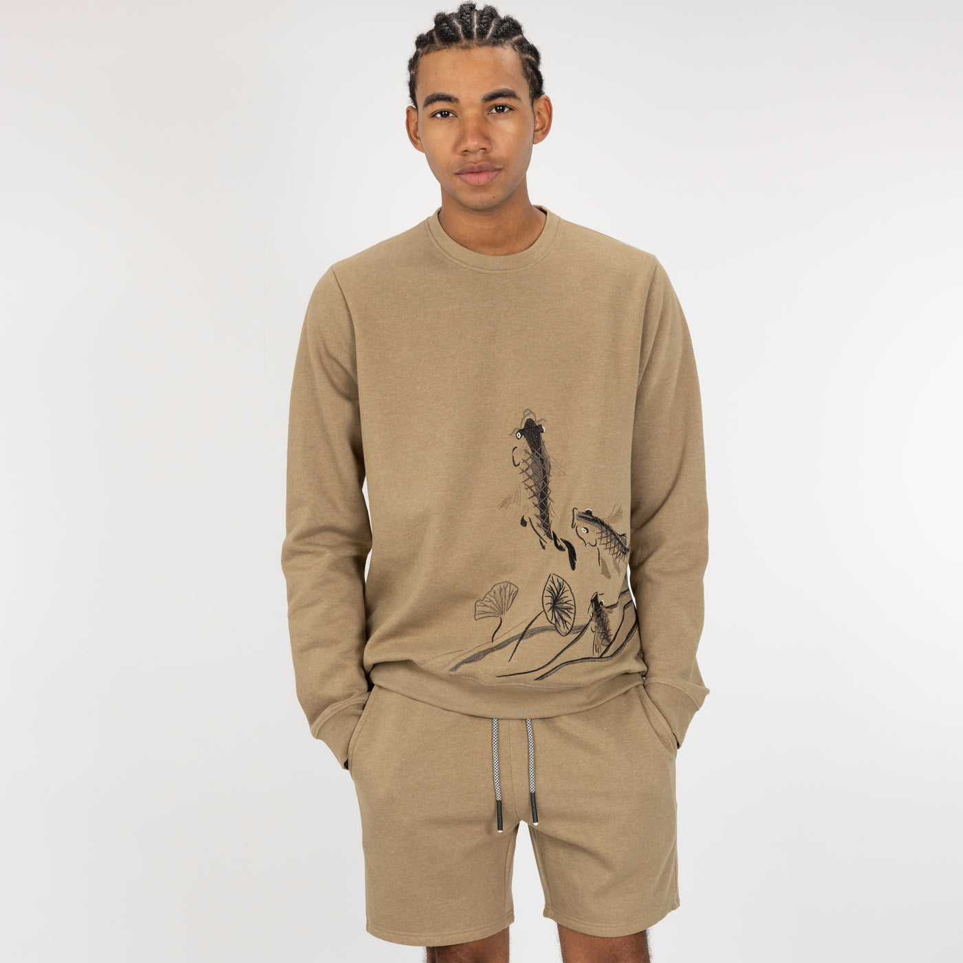 Embroidered Front Sweatshirt  - Elmwood / Koi