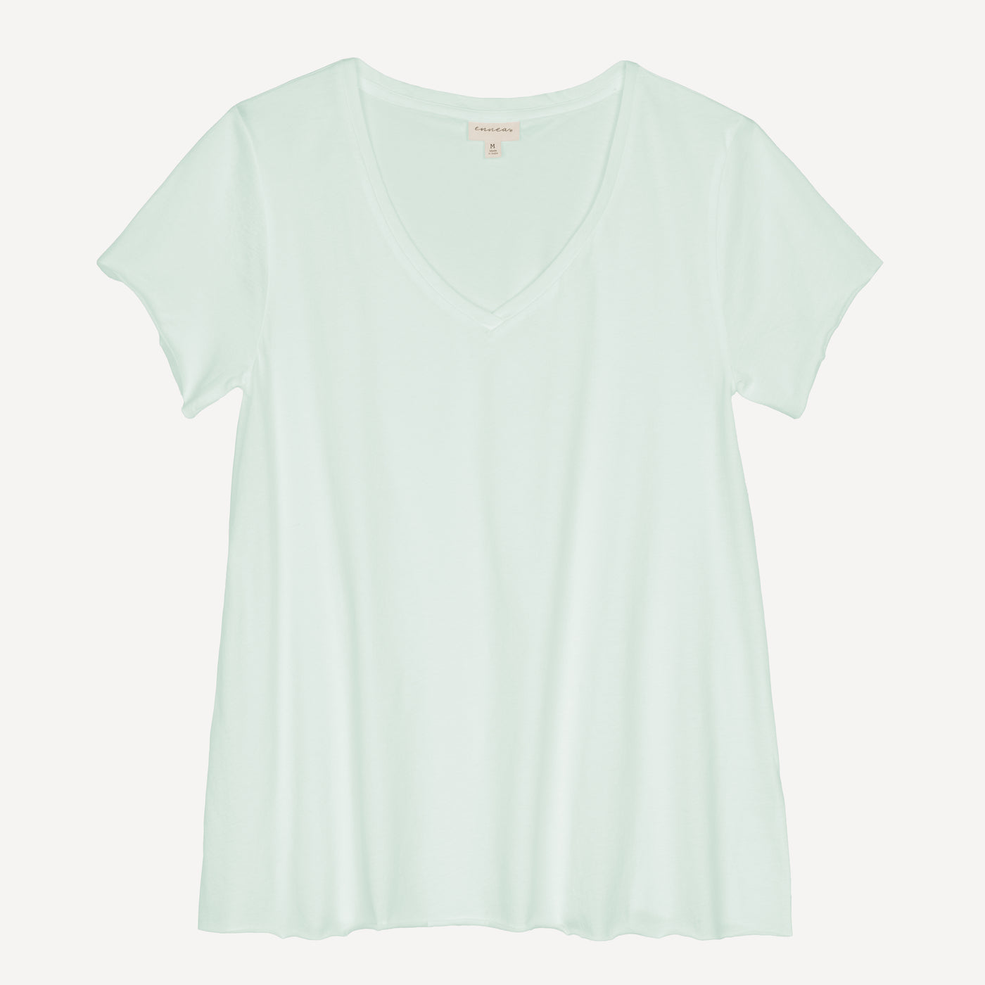 Womens V-neck Raw Edge Tee - Pale Blue