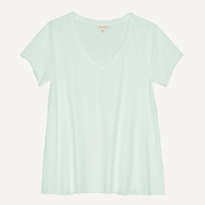 Womens V-neck Raw Edge Tee - Pale Blue