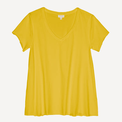 Womens V-neck Raw Edge Tee - Snake Eye