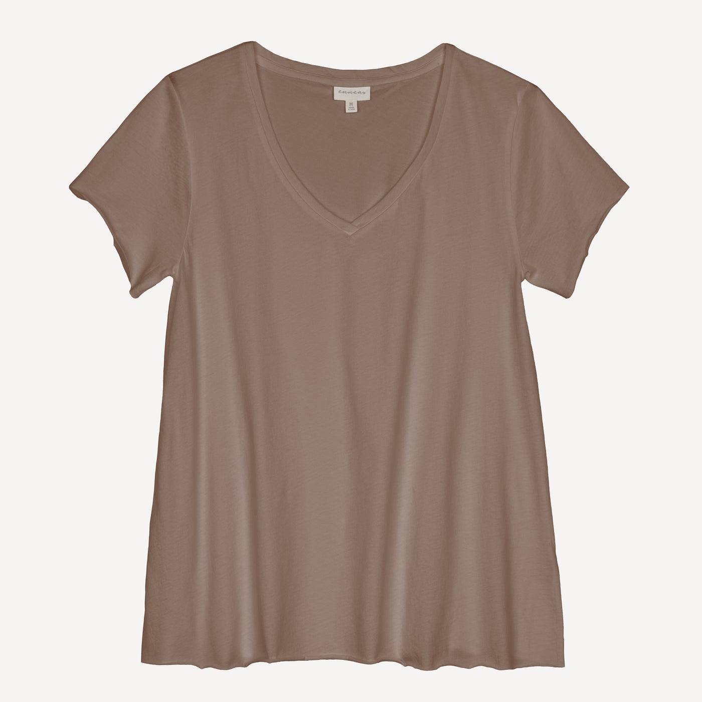 Womens V-neck Raw Edge Tee - Cinder