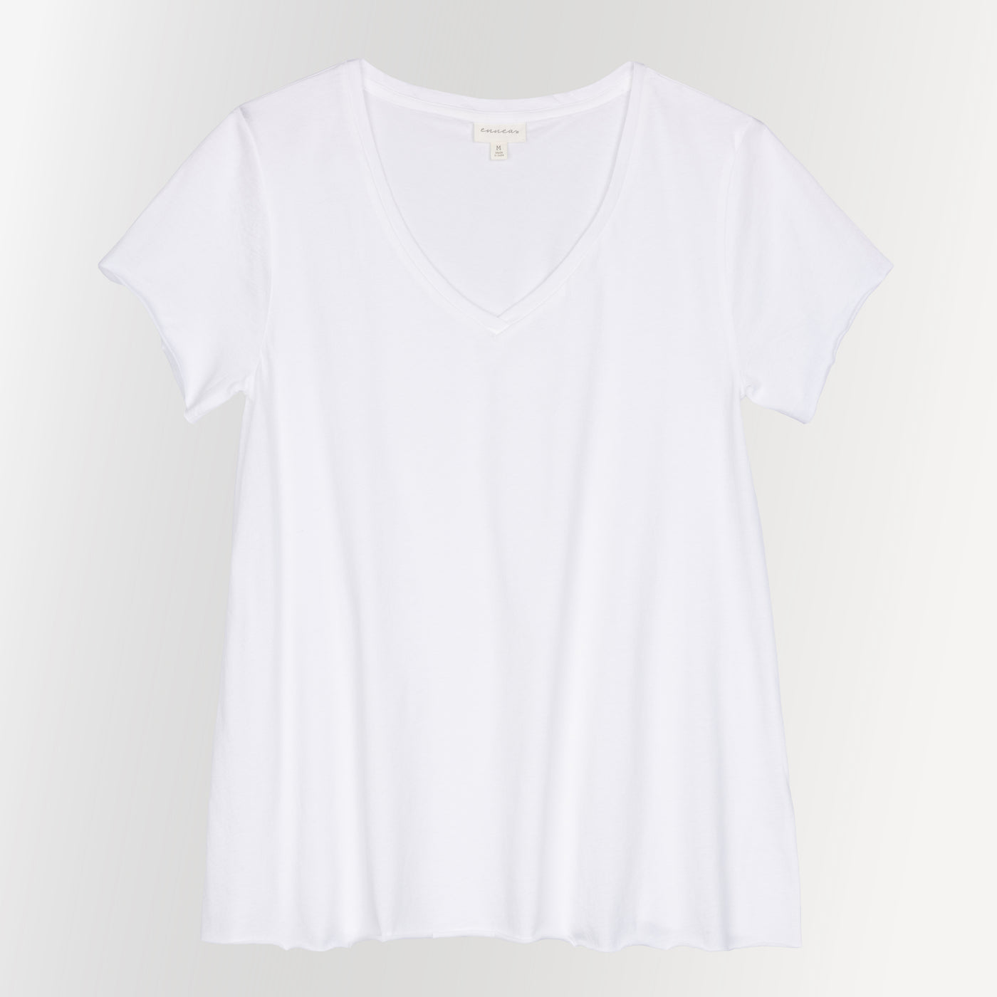 Womens V-neck Raw Edge Tee - Bright White