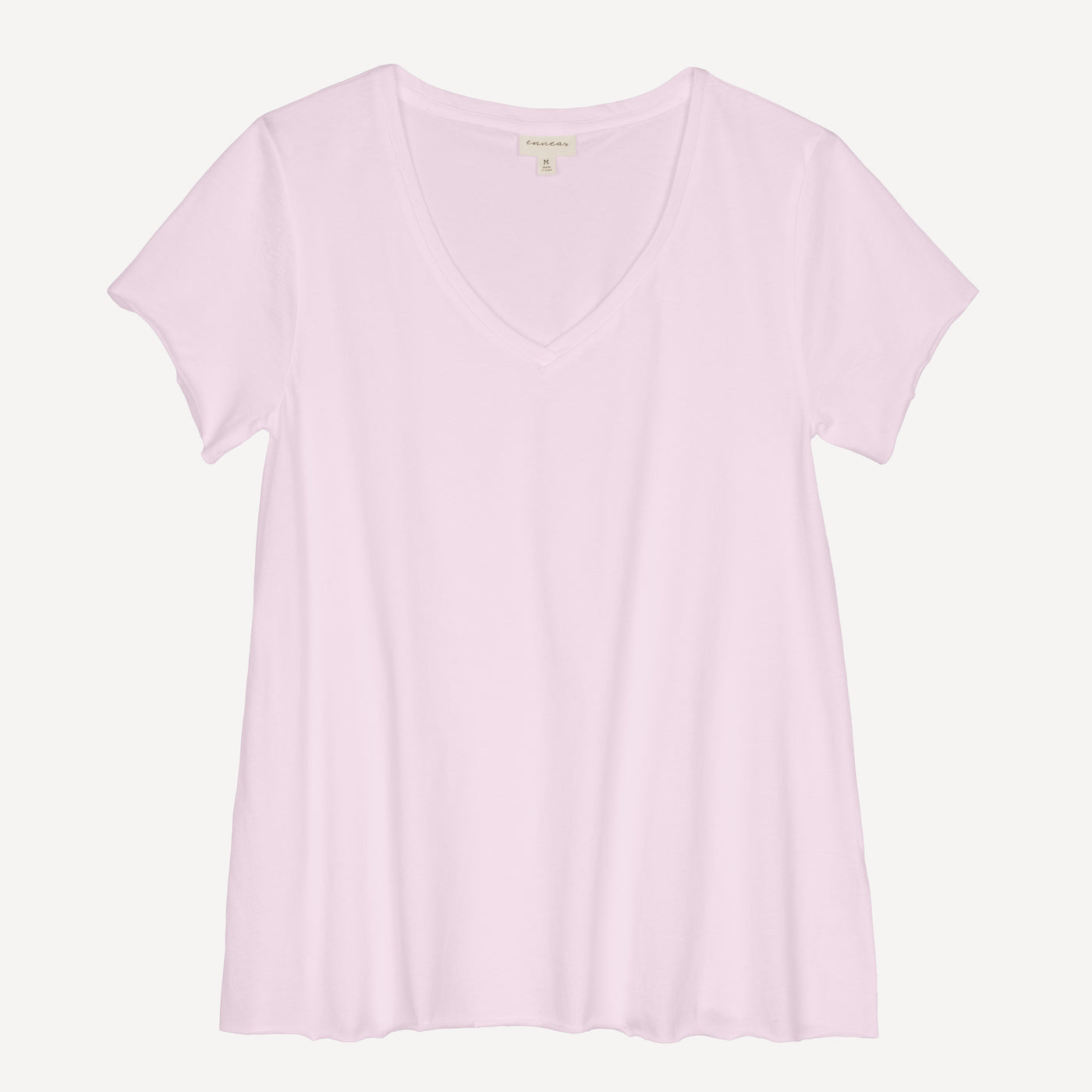 Womens V-neck Raw Edge Tee - Lavender Fog