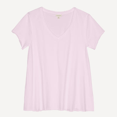 Womens V-neck Raw Edge Tee - Lavender Fog