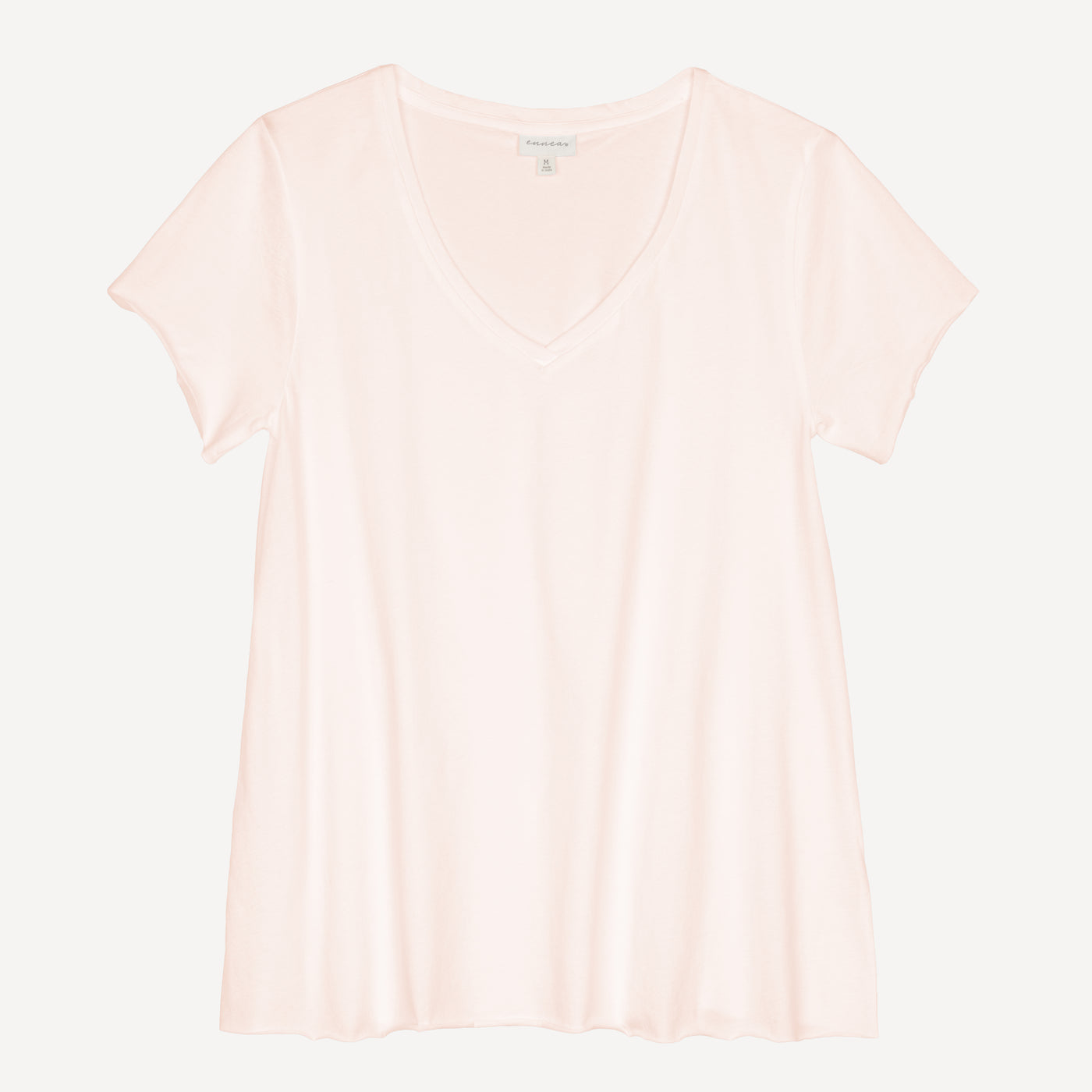 Womens V-neck Raw Edge Tee - Coconut Cream