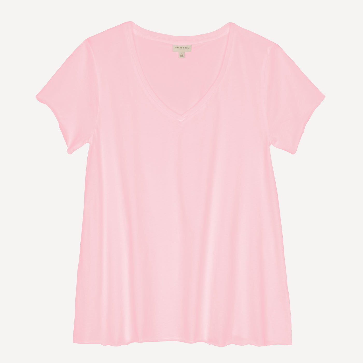 Womens V-neck Raw Edge Tee - Tender Touch