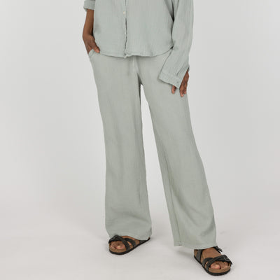 Womens Cotton Double Gauze Pants - Metal