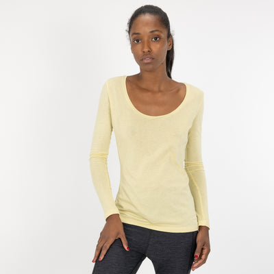 Fine Jersey Scoop Neck Long Sleeve - Dusty Yellow